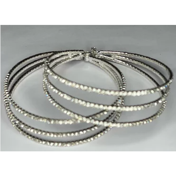 TRIPLE DIAMOND HOOP EARRINGS