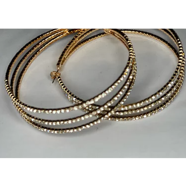 TRIPLE DIAMOND HOOP EARRINGS - Image 3